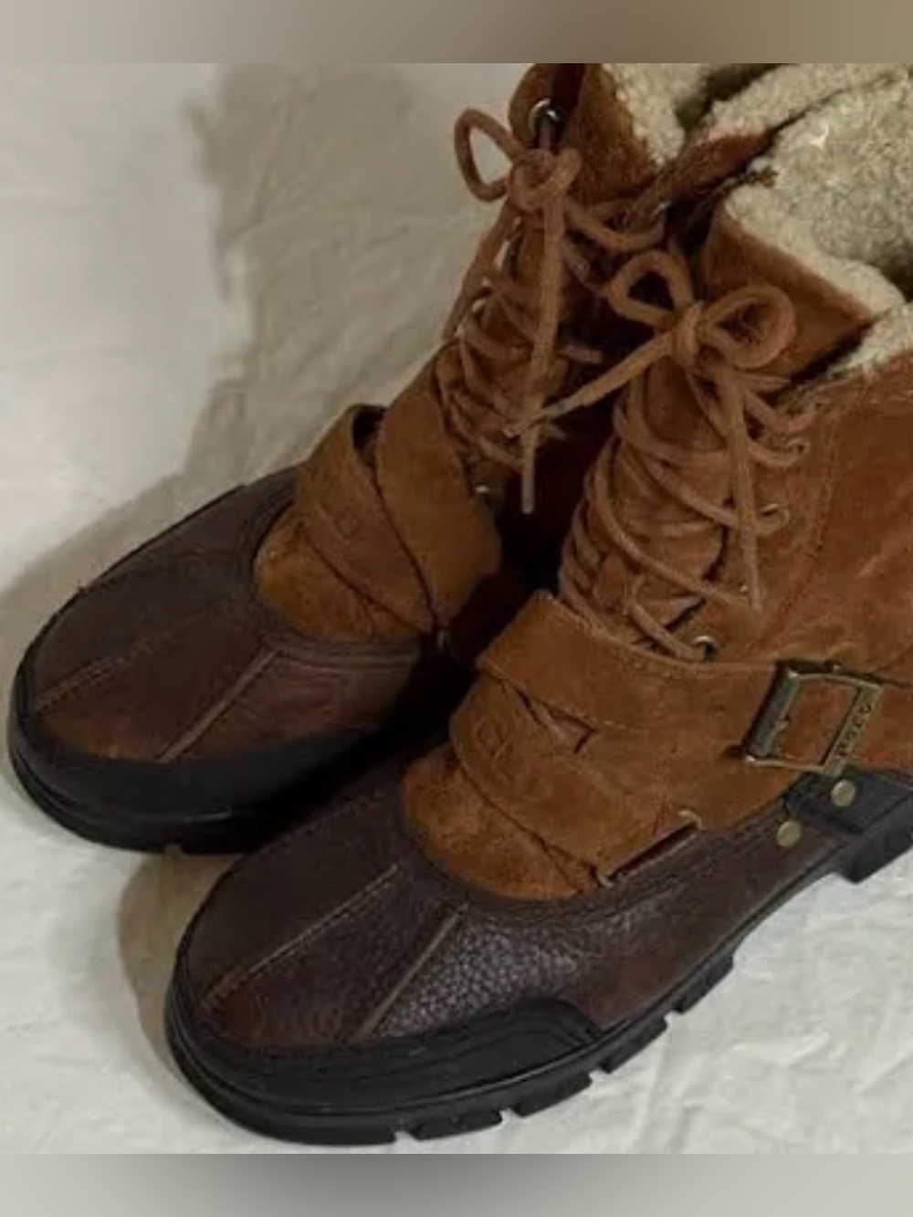 Polo Ralph Lauren Men's Leather Lamb Winter Boots “Tavin” Sz 14D